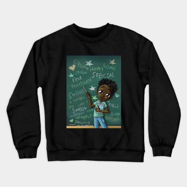 Black Boy and Positive Words Crewneck Sweatshirt by treasured-gift
